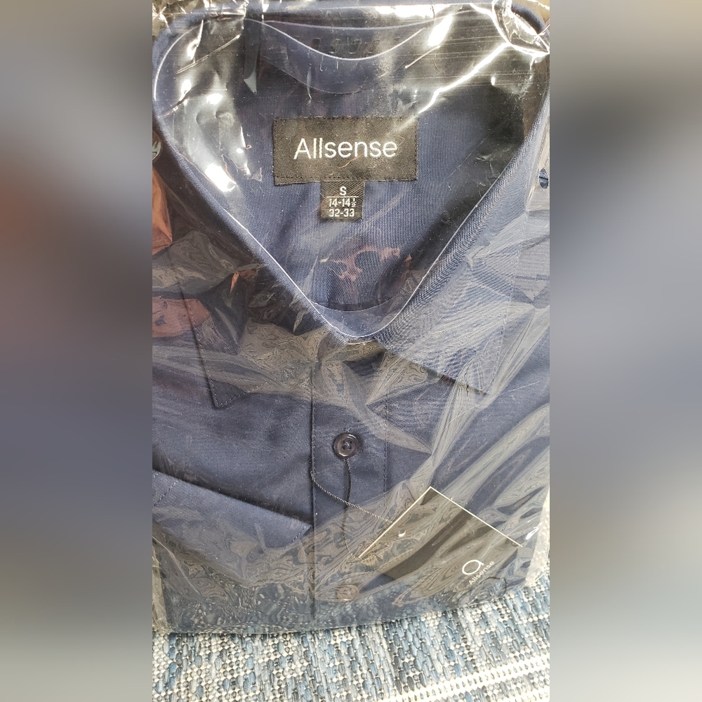 NWT Allsense Men's Cobalt Blue Button Down Longsleeve Shirt Size Small